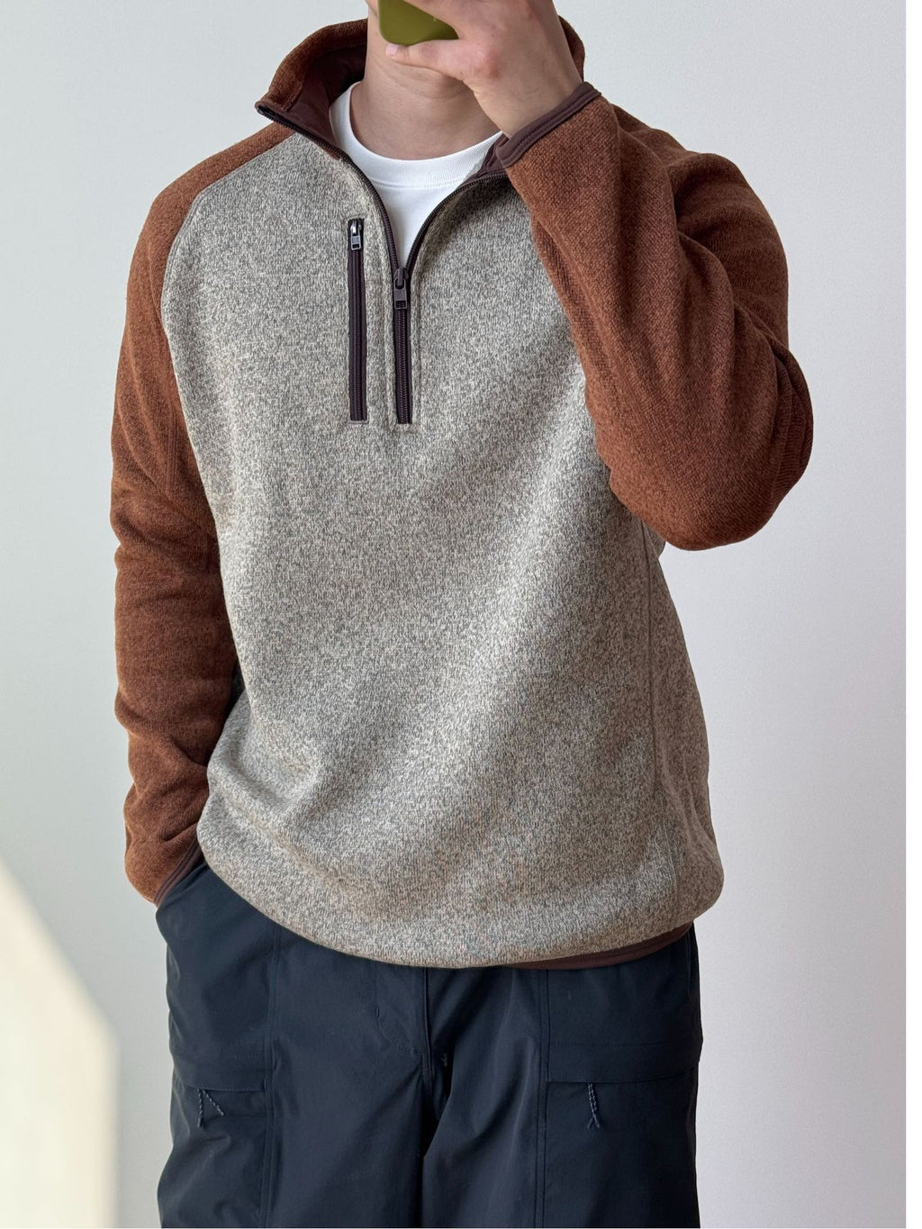 LT02 插肩針織抓絨衫