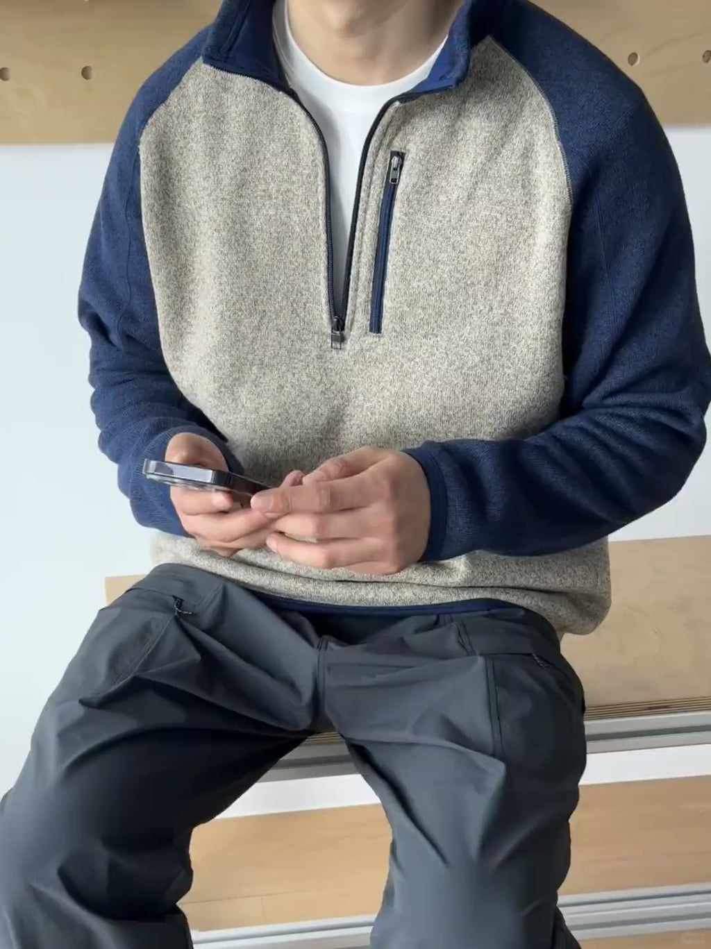 LT02 插肩針織抓絨衫